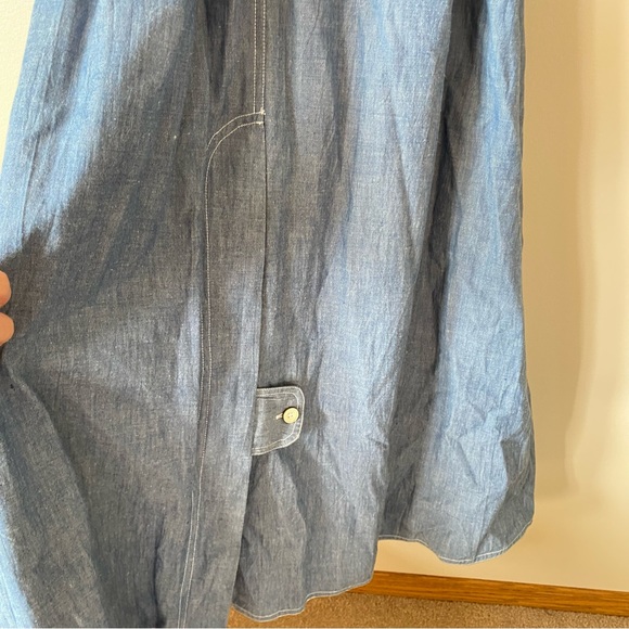 Vintage Denim Winter Trench Coat with Belt and Double Lining Cotton - Picture 6 of 8